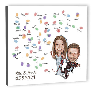 Fingerabdruck-Leinwand - Hochzeitspaar An der Kette (fpca1000) - Fingerabdruck Leinwand