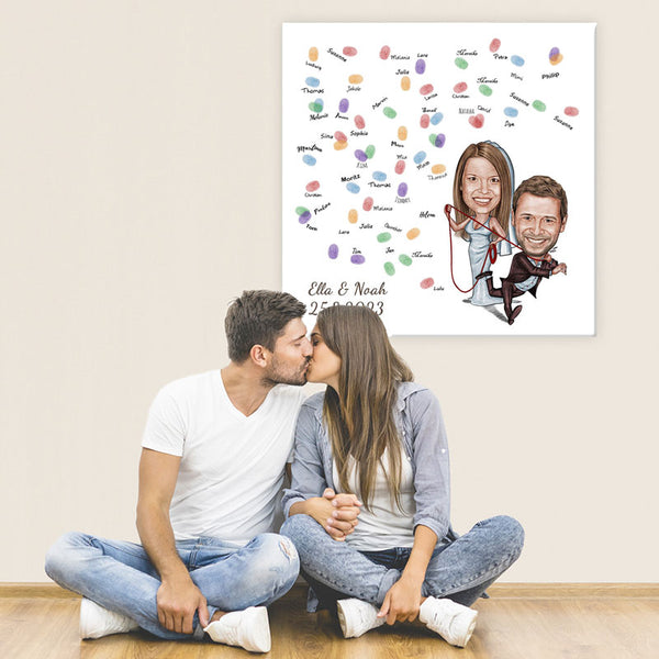 Fingerabdruck-Leinwand - Hochzeitspaar An der Kette (fpca1000) - Fingerabdruck Leinwand