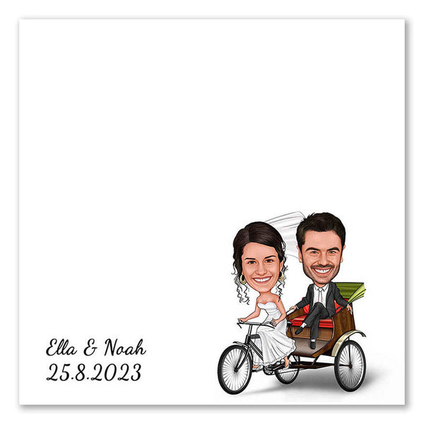 Fingerabdruck-Leinwand - Hochzeitspaar Fahrrad (fpca979) - Fingerabdruck Leinwand