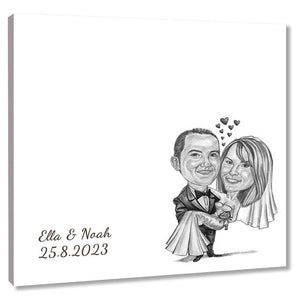 Fingerabdruck-Leinwand - Hochzeitspaar Getragen (fpca1001) - Fingerabdruck Leinwand