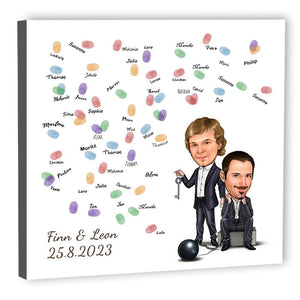 Fingerabdruck-Leinwand - Hochzeitspaar2 Männer an der Kette (fpca1002) - Fingerabdruck Leinwand