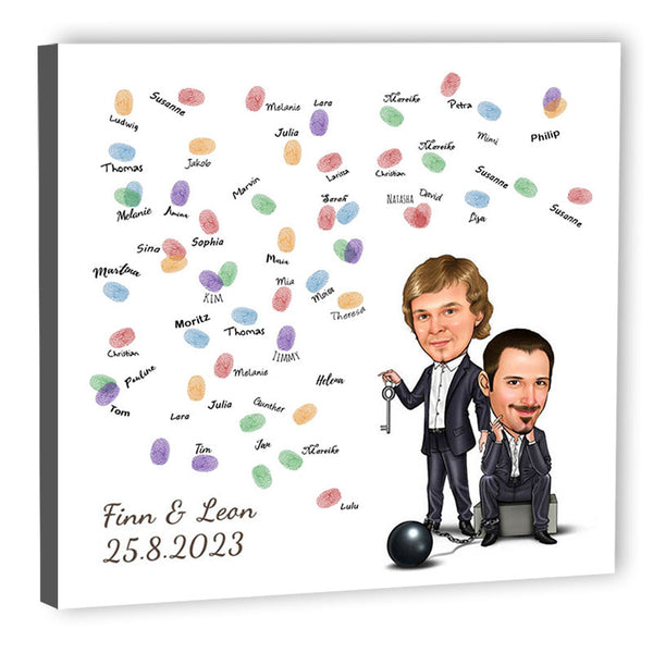 Fingerabdruck-Leinwand - Hochzeitspaar2 Männer an der Kette (fpca1002) - Fingerabdruck Leinwand