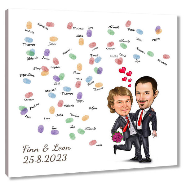 Fingerabdruck-Leinwand - Hochzeitspaar 2 Männer (fpca1003) - Fingerabdruck Leinwand