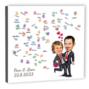 Fingerabdruck-Leinwand - Hochzeitspaar 2 Männer (fpca1003) - Fingerabdruck Leinwand