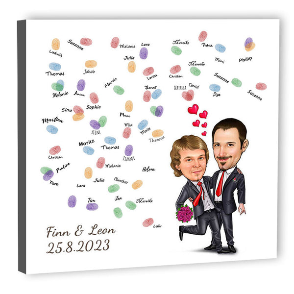 Fingerabdruck-Leinwand - Hochzeitspaar 2 Männer (fpca1003) - Fingerabdruck Leinwand