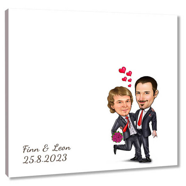 Fingerabdruck-Leinwand - Hochzeitspaar 2 Männer (fpca1003) - Fingerabdruck Leinwand