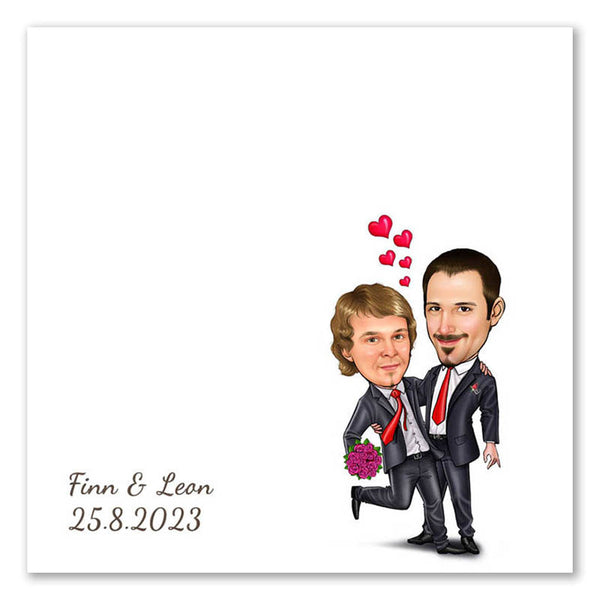 Fingerabdruck-Leinwand - Hochzeitspaar 2 Männer (fpca1003) - Fingerabdruck Leinwand