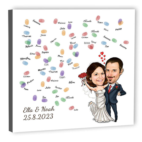 Fingerabdruck-Leinwand - Hochzeitspaar (fpca1004) - Fingerabdruck Leinwand