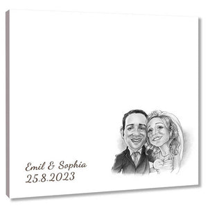 Fingerabdruck-Leinwand - Hochzeitspaar Karikatur (fpca1143) - Fingerabdruck Leinwand