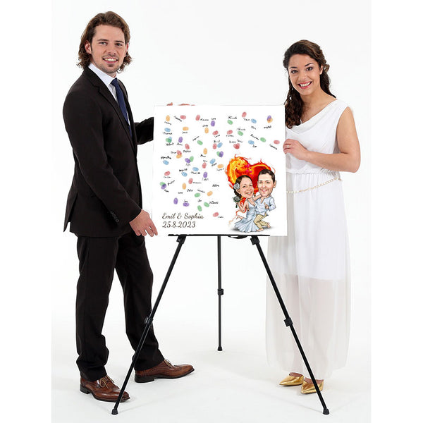 Fingerabdruck-Leinwand - Hochzeitspaar Feuerherz (fpca1207) - Fingerabdruck Leinwand