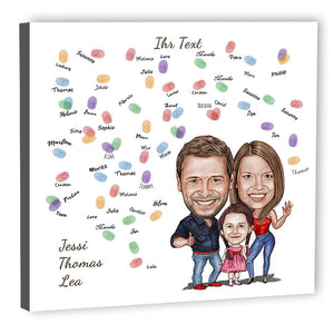 Fingerabdruck-Leinwand - Karikatur Familie (fpca1311) - Fingerabdruck Leinwand
