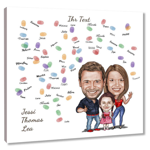 Fingerabdruck-Leinwand - Karikatur Familie (fpca1311) - Fingerabdruck Leinwand