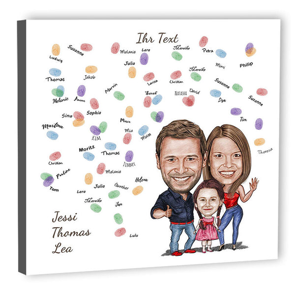 Fingerabdruck-Leinwand - Karikatur Familie (fpca1311) - Fingerabdruck Leinwand