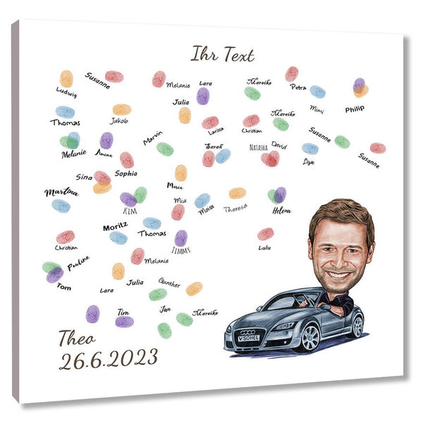 Fingerabdruck-Leinwand - Karikatur Auto (fpca2941) - Fingerabdruck Leinwand