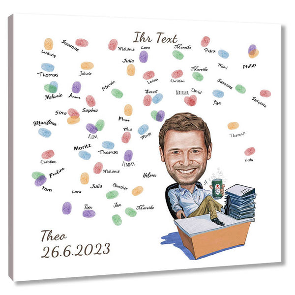 Fingerabdruck-Leinwand - Karikatur Schreibtisch (fpca3281) - Fingerabdruck Leinwand