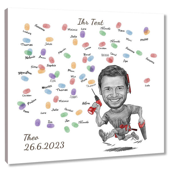 Fingerabdruck-Leinwand - Karikatur Handwerker (fpca4071) - Fingerabdruck Leinwand