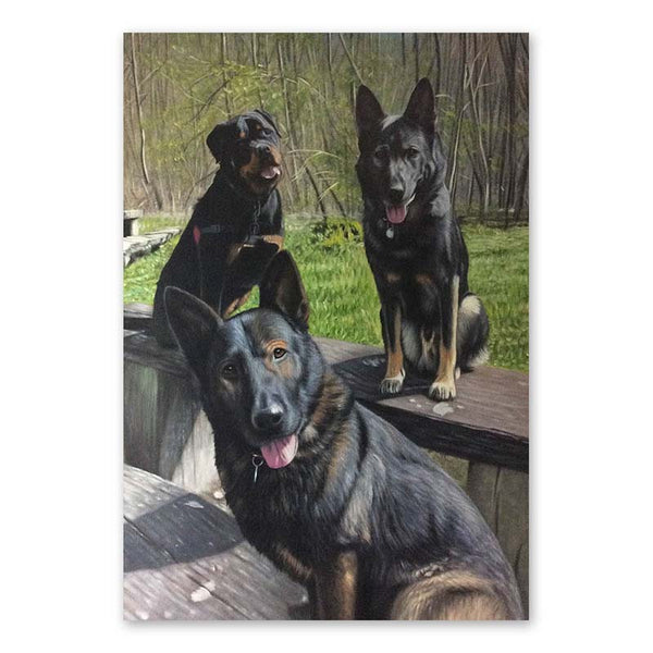 Retrato de perro sobre lienzo - pintura al óleo