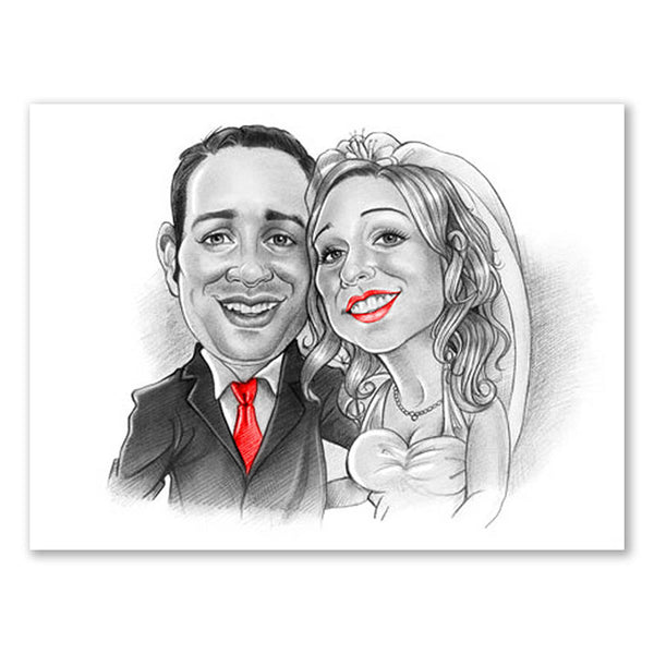 Dibujo a lápiz digital en blanco y negro y rojo a partir de una foto - estilo caricatura (d-kar-swr)