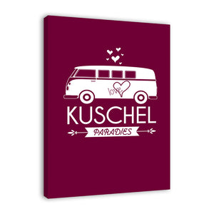 Spruch auf Leinwand - Kuschelparadies - Witziger Spruch auf Leinwand